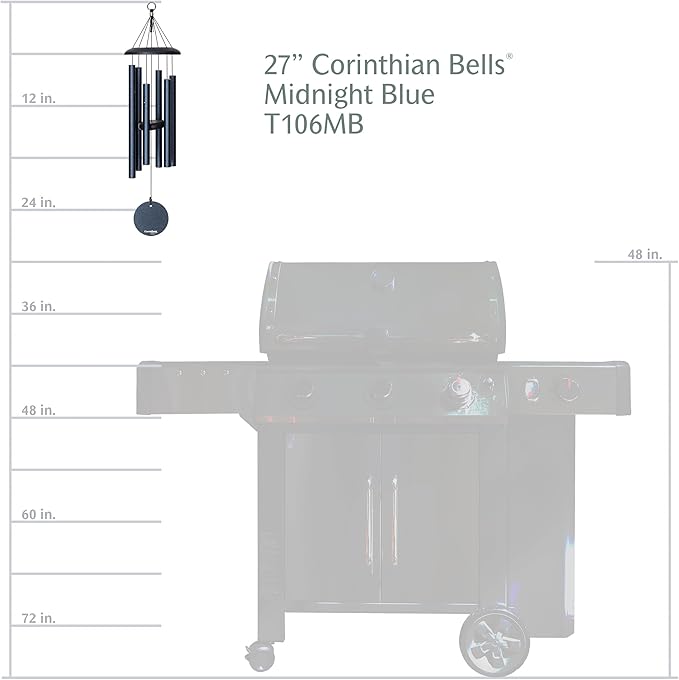 Corinthian Bells by Wind River - 27 inch Midnight Blue Wind Chime for Patio, Backyard, Garden, and Outdoor Decor (Aluminum Chime) Made in The USA