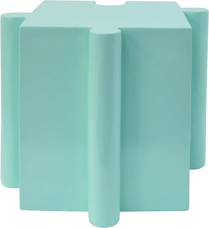Christopher Knight Home Daton 3 Piece Interlocking Outdoor Side Table Set, Modular Lightweight Concrete Coffee Table, Convertible MGO End Table for Indoor&Outdoor, Creative Set Up,Sky Blue+Mint Green