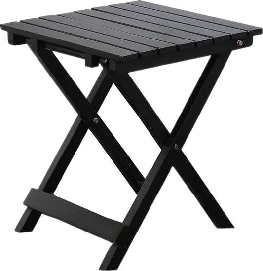 Outdoor Small Table Square Folding Wooden Patio Side Table Furniture Table for Adirondack Chair, Balcony, Porch, No Assembly Required, Black