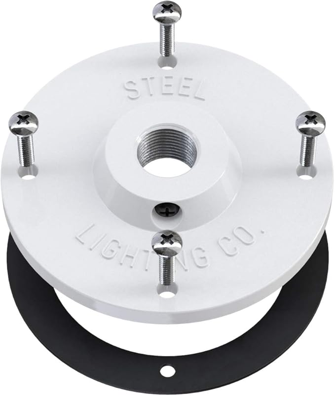 Steel Lighting Co. Topanga Barn Light | Outdoor Wall Mounted | Farmhouse Garage Light Made in America | 14 inch Dome | 11 inch Straight Arm | White Exterior/White Interior