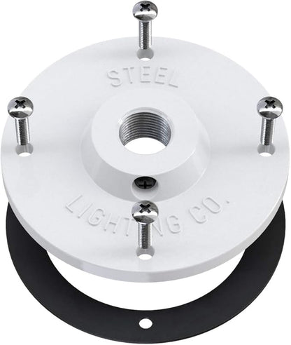 Steel Lighting Co. Topanga Barn Light | Outdoor Wall Mounted | Farmhouse Garage Light Made in America | 14 inch Dome | 11 inch Straight Arm | White Exterior/White Interior