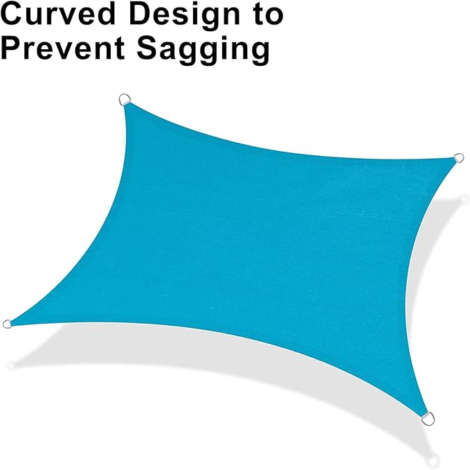 LOVE STORY Custom Size 9' x 22' Turquoise Blue Rectangle Sun Shade Sail Canopy Patio Sail Fabric Cloth Cover UV Block (We Make Custom Size)