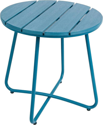 danpinera Outdoor Side Tables, HDPS Patio Table with Metal Legs, 18 Inch Outdoor Small Round Table for Garden, Backyard, Porch, Deck, Balcony, Poolside, Navy Blue