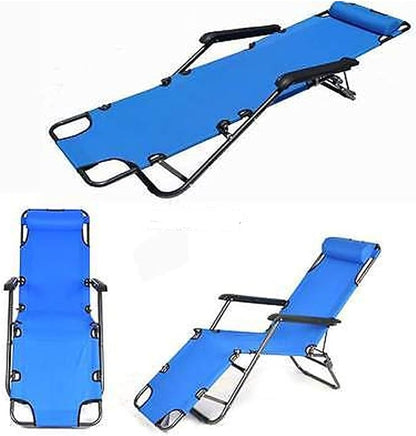Outdoor Folding Chaise Lounge Chair, Patio Sun Lounger Reclining Beach Chair Sun Patio Pool Lawn Recliner Chair (Blue)