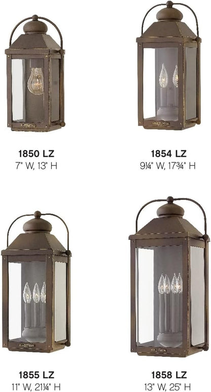 Hinkley Anchorage Large Wall Mount Outdoor Lantern - Aluminum, Clear Glass, Arched Carriage Handle, LED Included - Light Oiled Bronze Finish