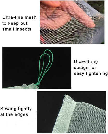 3 Pack Plant Barrier Net Mesh with Drawstring, Tomato Protective Cover Garden Plant Barrier Bag (3.5X2.3 Ft)