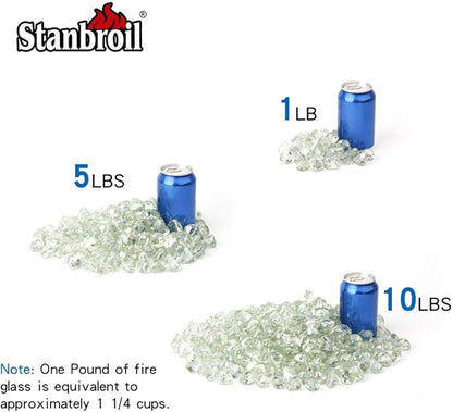 Stanbroil 10-Pound Fire Glass Diamonds - 1/2 inch Luster Fire Glass for Fireplace Fire Pit and Landscaping, Crystal Ice Luster