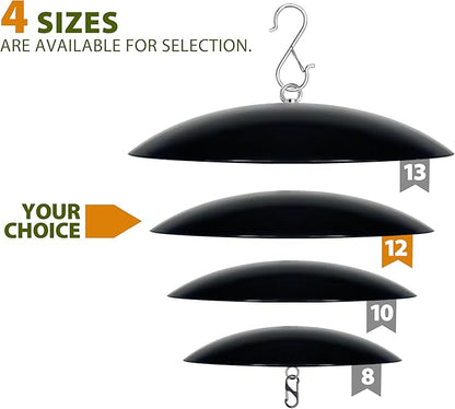 12" Bird Feeder Dome, Hummingbird Feeder Rain Guard,Weather Cover in Outdoors,Squirrel Baffle for Hanging Feeders, (Black),2 Pack