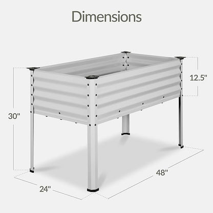 Best Choice Products 48x24x30in Galvanized Raised Garden Bed, Metal Elevated Planter Box, Vegetable Garden for Backyard, Patio, Balcony - Silver