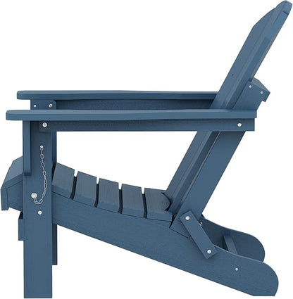 SERWALL Folding Adirondack Chair Patio Chair Lawn Chair Outdoor Adirondack Chairs Set of 6 Weather Resistant for Patio Deck Garden, Backyard Deck, Fire Pit - Blue