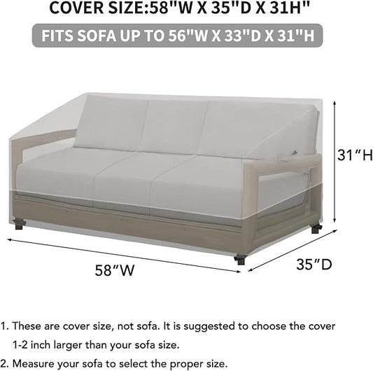 Easy-Going Patio Sofa UV Resistant Outdoor Couch Bicolor 3-Seater Bench Waterproof Furniture Cover with Reflective Hemming (58Wx35Dx31H inch, Gray/Dark Gray)