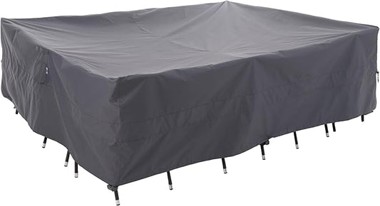 WJ-X3 Large Grey Heavy-Duty Patio Table Cover, 136x88x36in, Waterproof, Wind-Resistant, Anti-Fade - Ideal for Sectional Outdoor Furnitue Sets