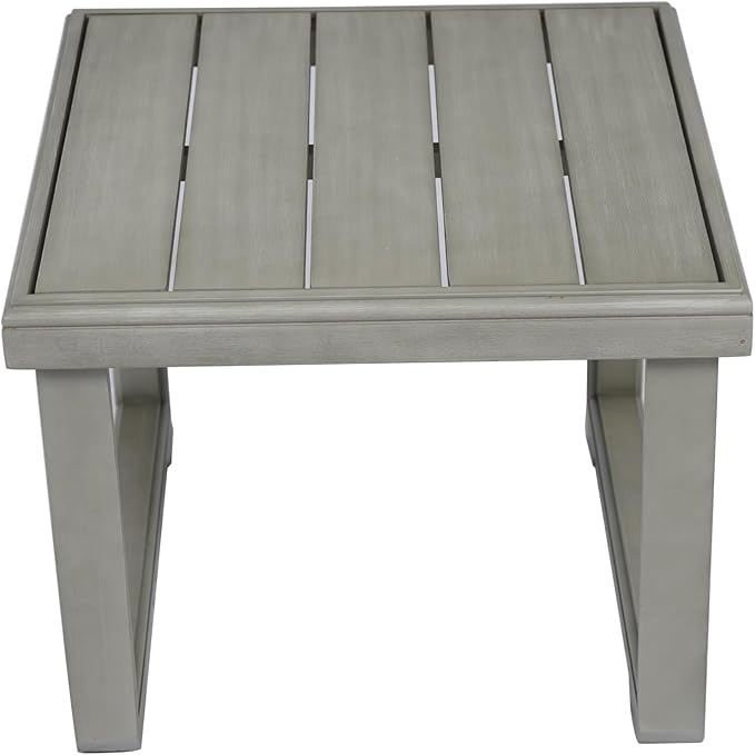 Christopher Knight Home Nicholas Outdoor Small Coffee Table, Slat Panel Square Side Table, Acacia Wood Side Desk for Backyard Balcony Garden, Weather Resistant Patio End Table, Light Grey