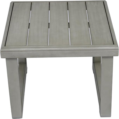 Christopher Knight Home Nicholas Outdoor Small Coffee Table, Slat Panel Square Side Table, Acacia Wood Side Desk for Backyard Balcony Garden, Weather Resistant Patio End Table, Light Grey