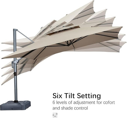 PURPLE LEAF Cantilever Patio Umbrella Outdoor Aluminum Offset Square Umbrella Windproof Heavy Duty Hanging Outside Umbrella for Deck Pool Garden