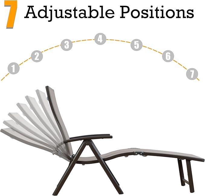 Kozyard Cozy Aluminum Reclining Lounge Chair - Perfect for Beach, Yard, Pool, Deck, Patio Outdoor Chaise Lounge with Drink Holder, Weather Free, Adjustable Assemble Free (Beige with Red Strip Cushion)