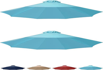 Simple Deluxe 2 Pack 9' Patio Umbrella Replacement Canopy Only Outdoor Table Market Yard Umbrella Replacement Top Cover with 8 Ribs, Turquoise