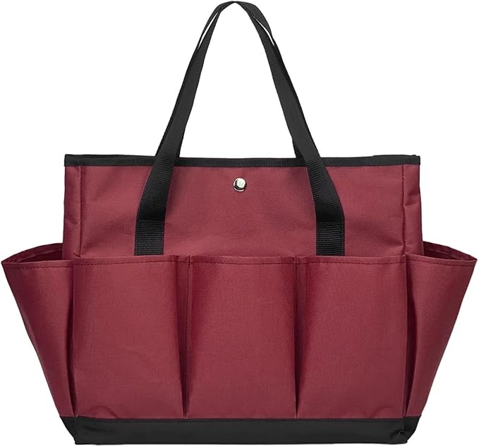 Tool Bag Garden Tote Large Organizer Bag Carrier Gardening Storage Tote with Interior Exterior Side Pockets Handles Strap for Garden Plant Tool Set Store Content Bag