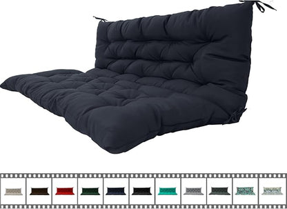 Outdoor Swing Cushions 3 Seater Waterproof, Replacement Bench Cushions for Outdoor Patio Furniture with Backrest, Porch Swing Cushion with Ties for Lawn and Garden (Navy Blue, 40x71in)