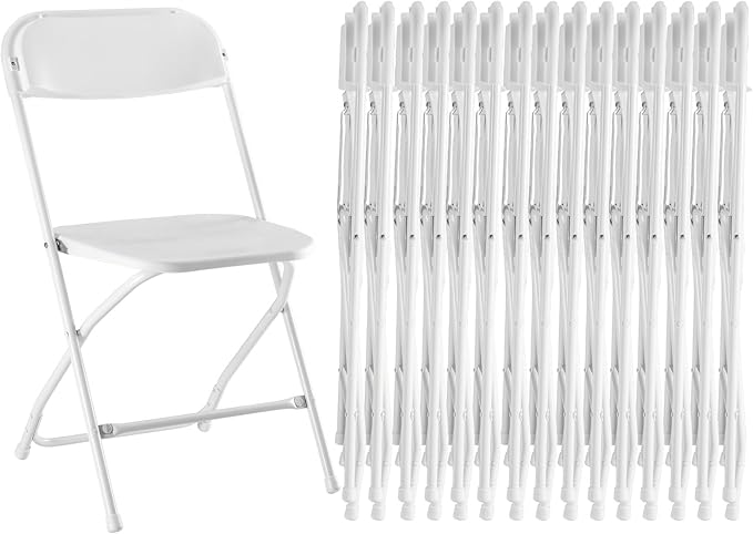 Sweetcrispy Folding Chair 16 Pack, Plastic Foldable Chairs with 330-Pound Capacity, Sturdy Metal Portable Chair, Easy to Use and Store, Outdoor and Indoor, for Home, Office, Party, Comfy, White