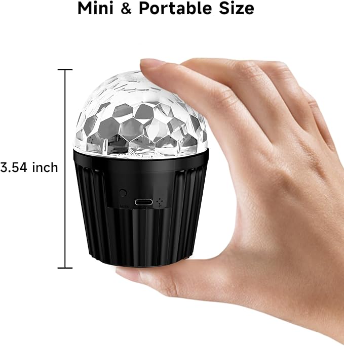memzuoix 2-Pack Portable Mini Disco Ball Light for Party, RGB DJ Strobe Light with Remote Control and USB Cable, Sound Activated Stage Lights for Home Dance, Easter, Karaoke and Halloween Decoration