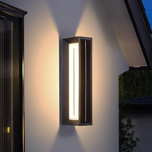 20.5" Solar Wall Lights Outdoor Waterproof, Modern Porch Light, 3000K LED Solar Wall Sconces Lights Outdoor, 1 Pack Front Door Light Fixture Dusk to Dawn, Large Exterior Garage Light for House