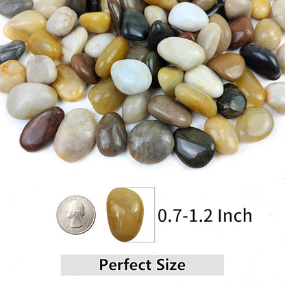 YISZM River Rocks for Landscaping, Natural Polished Pebbles for Indoor Plants, Small Decorative Mixed Color Stones for Vase Fish Tank Aquariums Landscaping Garden, 20lbs