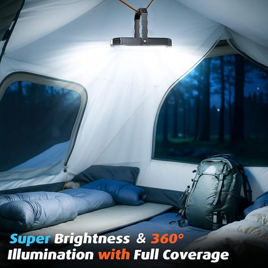 10000mAh Rechargeable LED Camping Lantern with LCD Display, 12 Light Modes, Dimmable & Waterproof, 120+ Hours Portable Light for Emergency, Power Outages, Outdoor Camping, Tent, 2 Packs