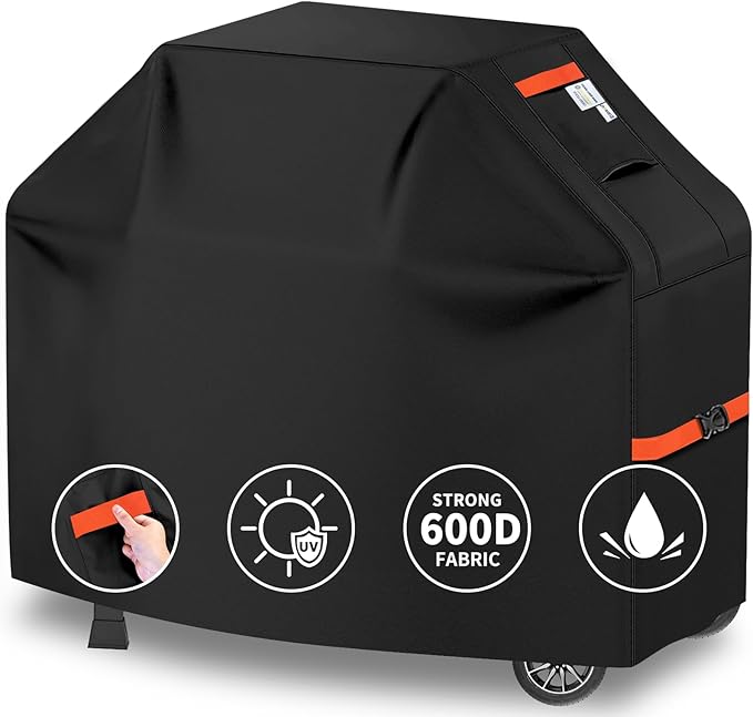 Grill Cover for Outdoor Grill 600D Heavy Duty 64Inch Waterproof,UV & Fade Resistant,BBQ Cover with Adjustable Straps,BBQ Grill Cover for Weber,Blackstone,Charbroil etc,Black