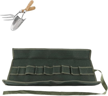 Tool Roll Up Pouch, Tool Rolls Bags Heavy Duty Canvas Roll-up Bonsai Tool Storage Bag with 10 Pockets for Garden Pockets Tool Roll Organizer