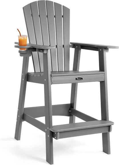FUNBERRY Tall Adirondack Chair, All Weather High Top Balcony Chairs with Cup Holder