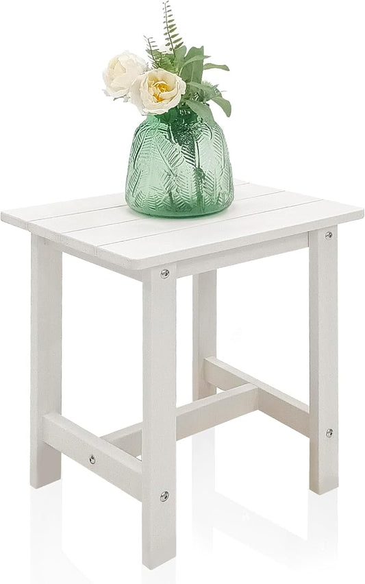 Meluvici Outdoor Side Table, Small Adirondack Side Table for Adirondack Chair - Indoor Outdoor End Table - HDPS (White)