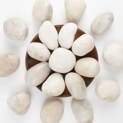 Natural Polished White River Rocks, 2-3 inches, 40 lbs - Perfect for River Rocks in Landscaping, Natural White Decorative Stones, Potted Plant Decorations, and Garden Design (White, Weight: 40 LB)