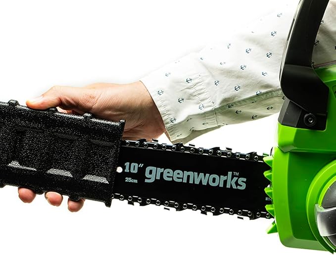 Greenworks 24V 10" Cordless Chainsaw, 2.0Ah Battery and Charger Included