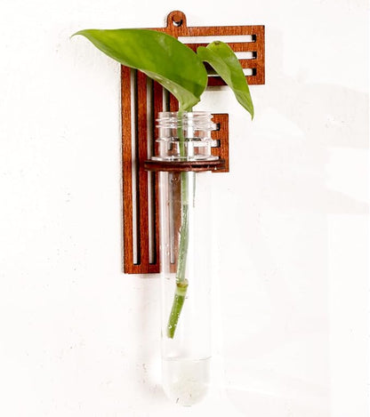 Wood Letter F Wall Propagation Station Lightweight Decorative Plant Holder for Small Cuttings, Removable Adhesive Wall Decor for Bedroom, Nursery, Office
