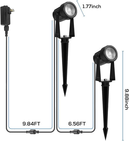 Banord Outdoor Landscape Lighting, 8 Pack Outdoor Spot Lights, Low Voltage LED Landscape Lighting with Transformer for Yard, Plant, Lawn, Garden, IP65 Waterproof & 2700K Warm White