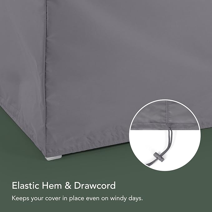 Covermates Elite Outdoor Patio Sofa Cover – Water-Resistant 300D Polyester, Double-Stitched Seams, Elastic Hem, Auto-Locking Drawcord & Mesh Vent for Moderate Weather, 62W x 32D x 34H, Charcoal