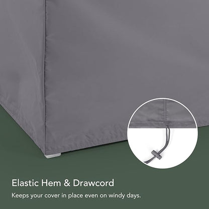 Covermates Elite Outdoor Patio Sofa Cover – Water-Resistant 300D Polyester, Double-Stitched Seams, Elastic Hem, Auto-Locking Drawcord & Mesh Vent for Moderate Weather, 123W x 34D x 34H, Charcoal