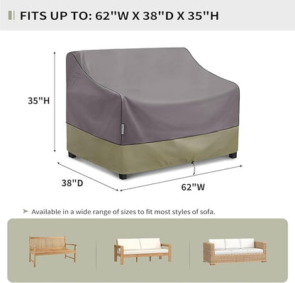 KylinLucky Outdoor Patio Sofa Cover fit 62 x 38 x 35 inch, 61 x 37, 60 x 36 Waterproof Weatherproof Heavy Duty 600D Garden Furniture Cover for Outside Sofa Couch