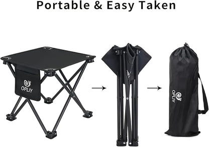 Opliy Camping Stool 2 Pack,13 Inch Portable Folding Stool for Outdoor Gardening and Beach Hiking Fishing,Foot Stool with Carry Bag (Black)