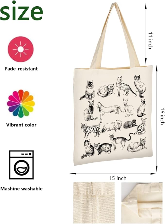 AUSVKAI Canvas Tote Bag Aesthetic for Women, Cute Reusable Cloth Cotton Bags for Shopping Beach Grocery
