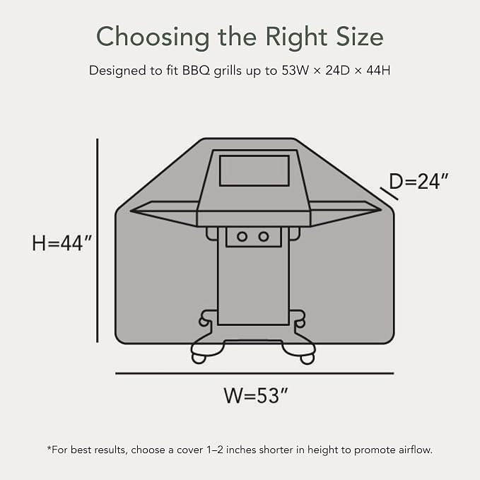 Covermates Classic Grill Cover - All-Weather Heavy Duty Outdoor BBQ Cover with Water-Resistant 12-Gauge Vinyl, Mesh Vents, Protection for Large Outdoor Grills, 53 Inch, Classic Tan