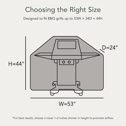 Covermates Classic Grill Cover - All-Weather Heavy Duty Outdoor BBQ Cover with Water-Resistant 12-Gauge Vinyl, Mesh Vents, Protection for Large Outdoor Grills, 53 Inch, Classic Tan