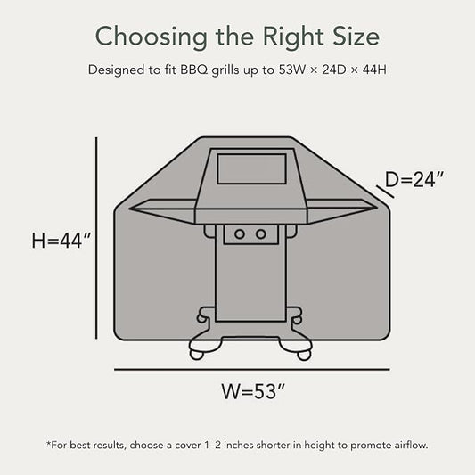Covermates Classic Grill Cover - All-Weather Heavy Duty Outdoor BBQ Cover with Water-Resistant 12-Gauge Vinyl, Mesh Vents, Protection for Large Outdoor Grills, 53 Inch, Classic Tan