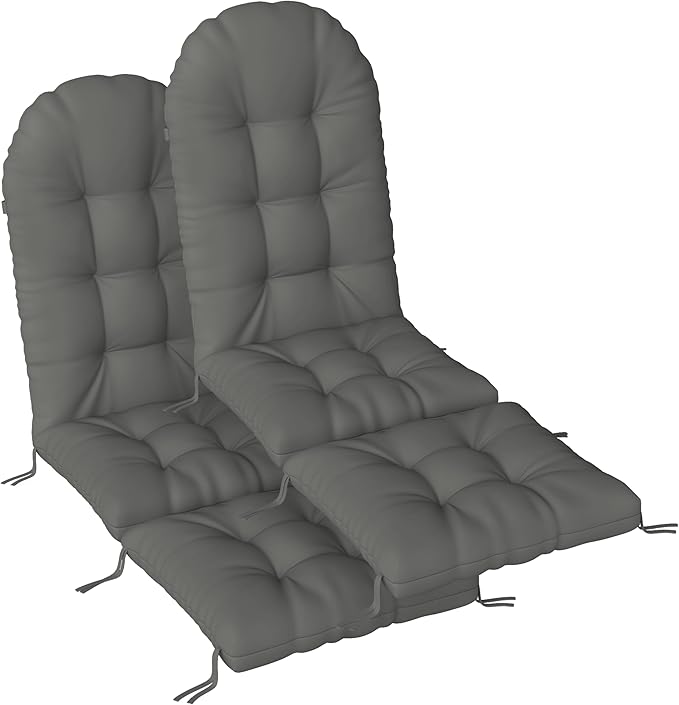 Adirondack Chair Cushion with Ottoman, Folding Adjustable Adirondack Seat Cushions, Waterproof Adirondack Patio Chair Pads for Garden, Deck, or Poolside, Small-Dark Grey-2