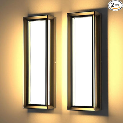 Sytmhoe 2Packs LED Outdoor Wall Lights,16inch Square 3000K 10%-100% Dimmable Exterior Wall Light Aluminum&PC Body Waterproof IP65 led Porch Light for House Patio Garage Garden(2Packs)