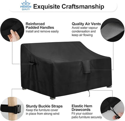 OutdoorLines Outdoor Waterproof Patio Loveseat Couch Cover - UV Resistant Patio Sofa Furniture Covers Weatherproof Heavy Duty Glider Covers for Outdoor Furniture, 58Wx32.5Dx31H Inches, Black