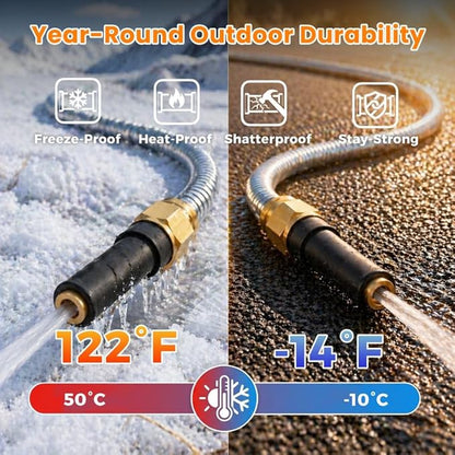 Rosy Earth Metal Garden Hose 150 FT - 304 Stainless Steel Water Hose 150 FT - Expandable Short Flexible Garden Hose,no Kink Explosion, no Bite