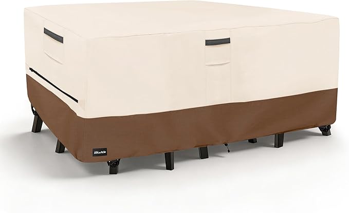 ANartcle Patio Furniture Covers 126L x 74W x 28H inch,600D Waterproof Heavy Duty Outdoor Furniture Covers,Outdoor Wicker Furniture Set with Swivel Patio Chairs General Purpose Furniture Cover,Beige