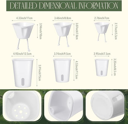 Ziliny 18 Pcs Self Watering Pots Plastic Plant 3 Sizes Flower Plant Pot with Inner White Flower Pots for Indoor House Plants Plastic Self Watering Pot for Herbs Flowers (Xs,S,M)